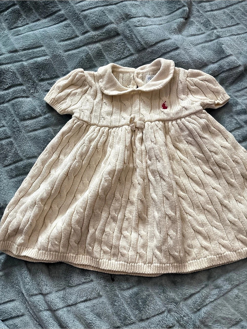 Ralph Lauren Cable-Knit Cotton Dress Cream Baby 3M